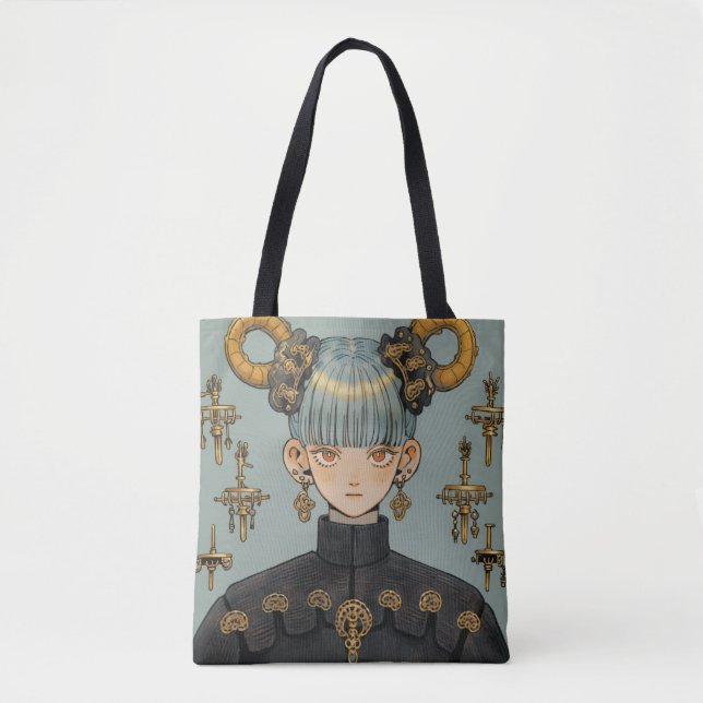 Ornate Steampunk Fantasy Anime Girl Tygkasse (Framsida)