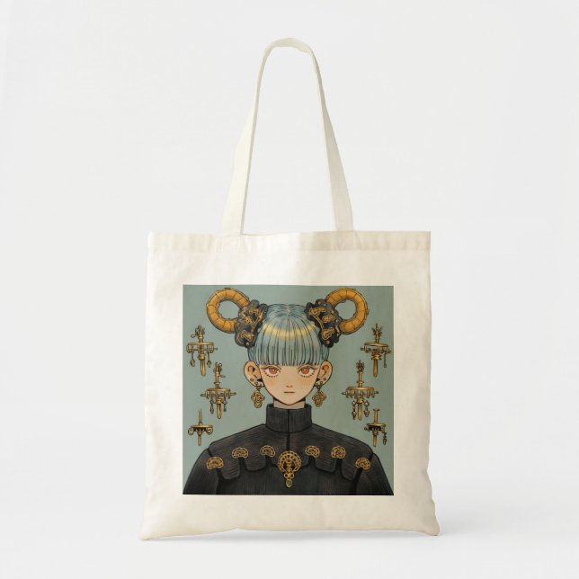 Ornate Steampunk Fantasy Anime Girl Tygkasse (Framsidan)