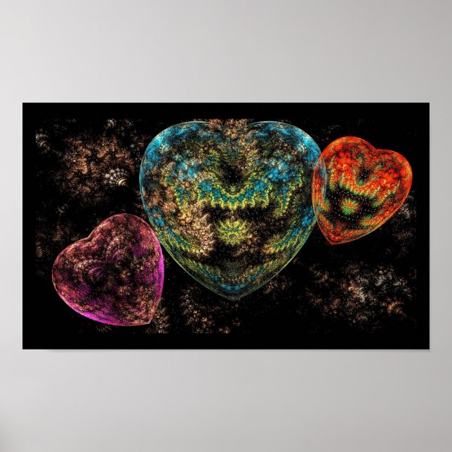 Ornate Steampunk Velvet Textured Hearts Poster (Framsidan)