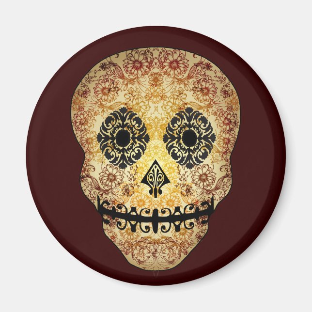 Ornate Sugar Skull Magnet (Framsidan)