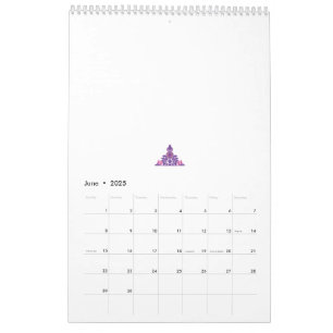 Ornate, symmetrisk design med lila, rosa och kalender
