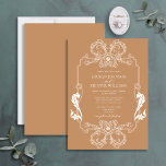 Ornate Terracotta Blommigt Line Art Monogram Bröll Inbjudningar<br><div class="desc">Vi presenterar vår vackra mörk eller terracotta blommigt line art mongram bröllopsinbjudan! Inbjudan är ett jättebra tecken på art nouveau, med sitt ornerade gräns och monogram initialer. Perfekten för att ange tonen för din stora dag är att inbjuda dina gäster. Din bröllopsdag är en av de viktigaste dagarna i ditt...</div>