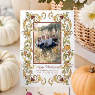 Ornate Thanksgiving Harvest Pumpkin Ram Photo Julkort