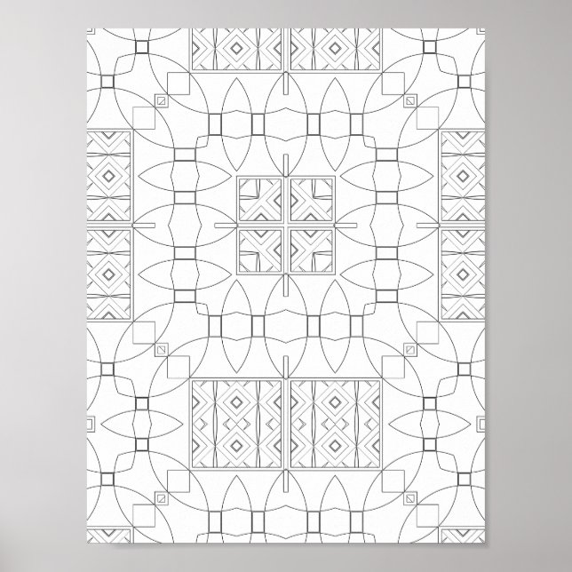 Ornate Tile Pattern Coloring Page Symmetry Design Poster (Framsidan)