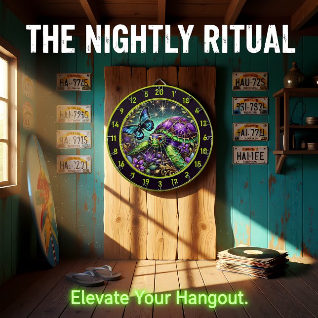 Ornate Turtle Butterfly Cosmic Lodge Art Darttavla (Skapare uppladdad)