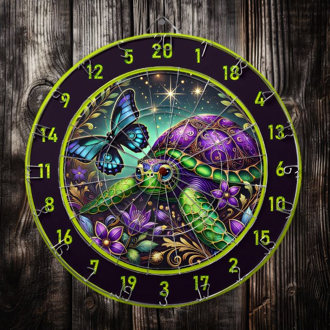 Ornate Turtle Butterfly Cosmic Lodge Art Darttavla (Skapare uppladdad)