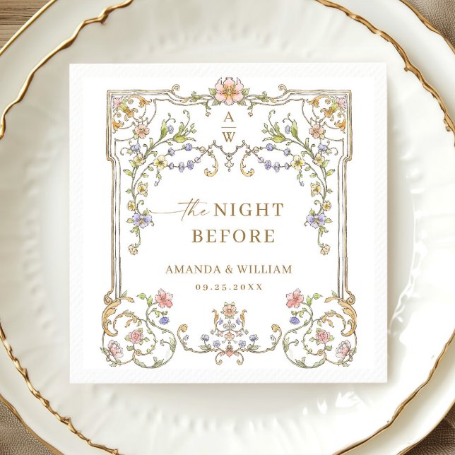 Ornate Victorian Bohemian Flowers Rehearsal Dinner Pappersservett (Skapare uppladdad)