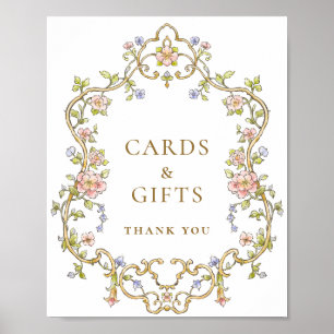 Ornate Victorian Grace Blommigt Cards and Gifts Si Poster