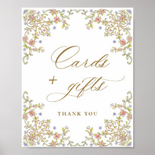 Ornate Victorian Grace Blommigt Cards and Gifts Si Poster