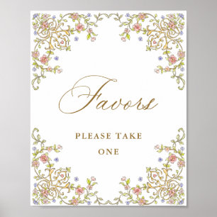 Ornate Victorian Grace Blommigt Favors Bröllop-tec Poster