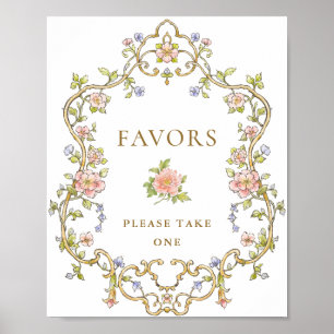 Ornate Victorian Grace Blommigt Favors Bröllop-tec Poster