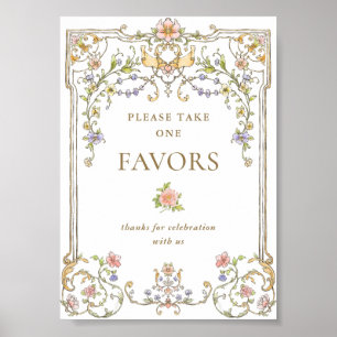 Ornate Victorian Grace Blommigt Favors Bröllop-tec Poster