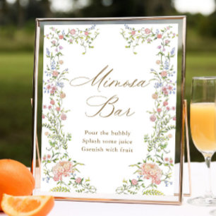Ornate Victorian Grace Blommigt Mimosa Pub Sign Poster