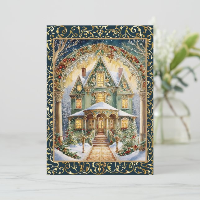 Ornate Victorian Holiday Party  Inbjudningar (Stående Fram)