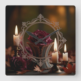 Ornate Victorian Spegel Lila Ro Candlelight Fyrkantig Klocka