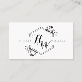 Ornate Vine och Löv Monogram Emblem Affärskort Visitkort