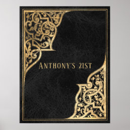Ornate Vintage Black och Guld Poster