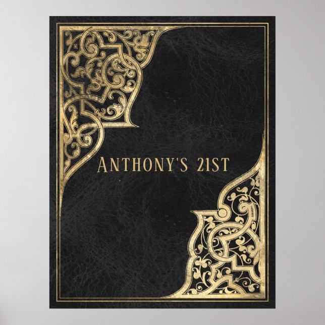 Ornate Vintage Black och Guld Poster (Framsidan)