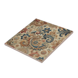 Ornate Vintage Blommigt Brocade Mönster 2 Kakelplatta