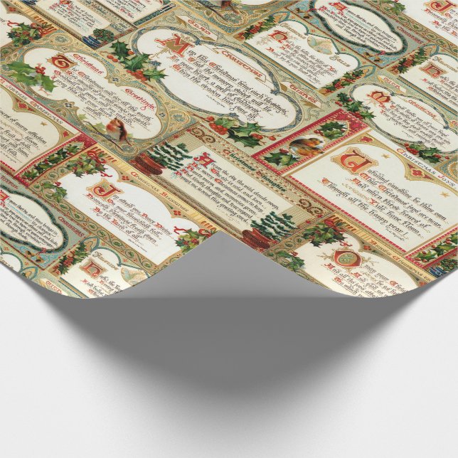 Ornate Vintage jul Hälsning Collage Presentpapper (Hörn)