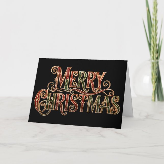 Ornate Vintage Merry Christmas Calligraphy  Kort (Framsida)