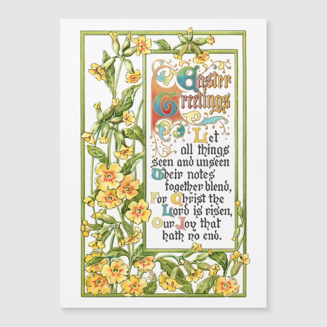 Ornate Vintage Religiösa Påsk Hymn och Primroses (Framsida)