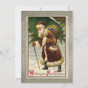 Ornate Vintage Santa med presenter Julkort