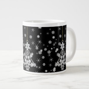 Ornate White Julgran & Snöflingor Jumbo Mugg