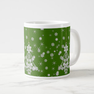 Ornate White Julgran & Snöflingor Jumbo Mugg