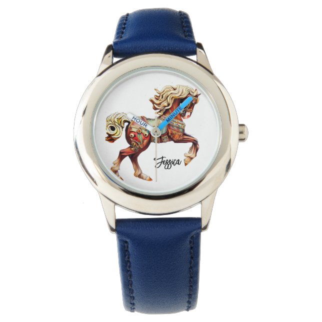 Ornate Wooden Carousel Horse Armbandsur (Framsida)