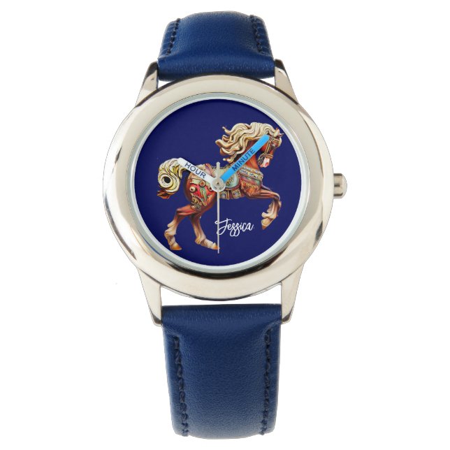 Ornate Wooden Carousel Horse Armbandsur (Framsida)