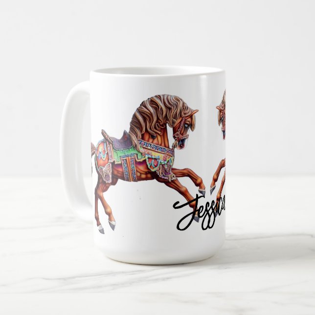 Ornate Wooden Carousel Horse Kaffemugg (Framsida vänster)