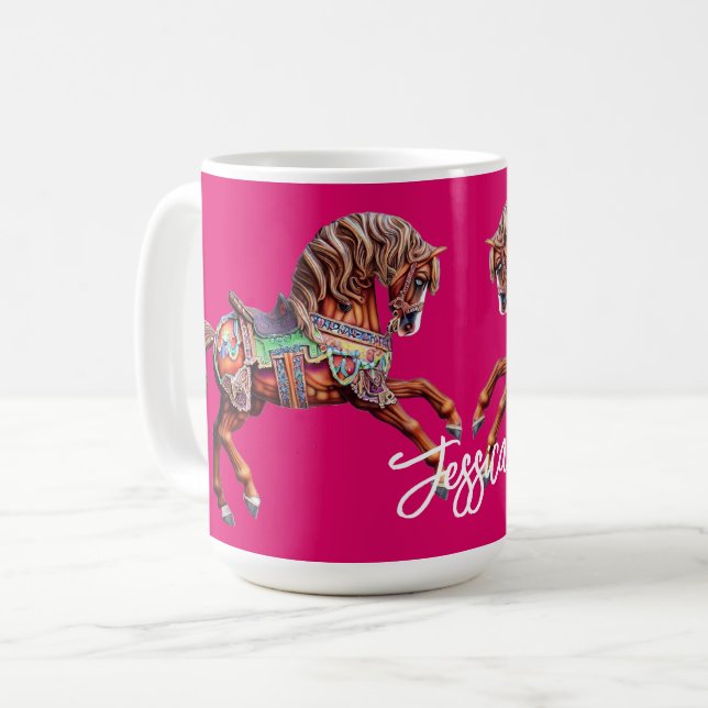 Ornate Wooden Carousel Horse Kaffemugg (Framsida vänster)