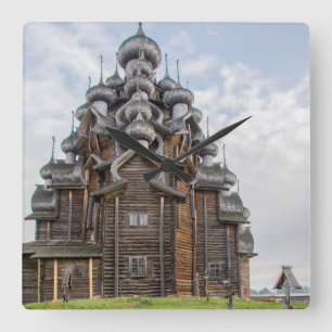 Ornate wooden Church, Ryssland Fyrkantig Klocka