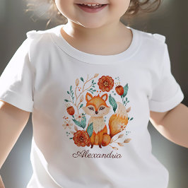Ornate Woodland Fox Whimsical Watercolor Namn T Shirt