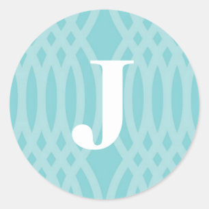 Ornate Woven Monogram - Brev J Runt Klistermärke