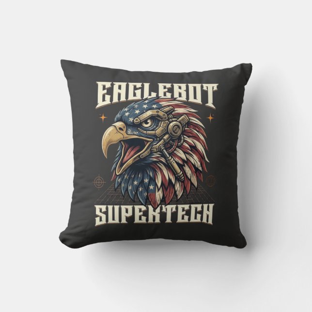 Örnbot Supertech Cybernetisk Patriotisk Örn Kudde (Framsida)