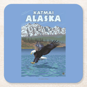 Örndykning - Katmai, Alaska Underlägg Papper Kvadrat