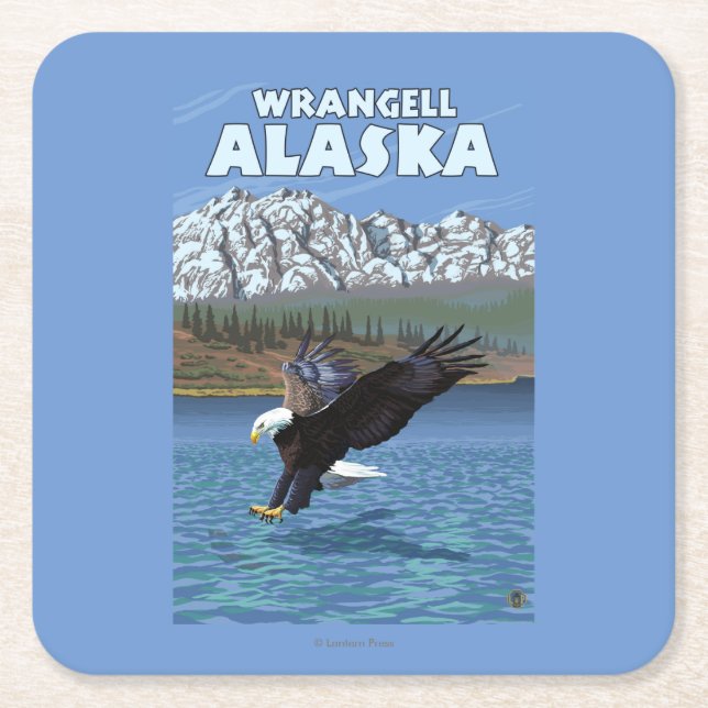 Örndykning - Wrangell, Alaska Underlägg Papper Kvadrat (Framsidan)