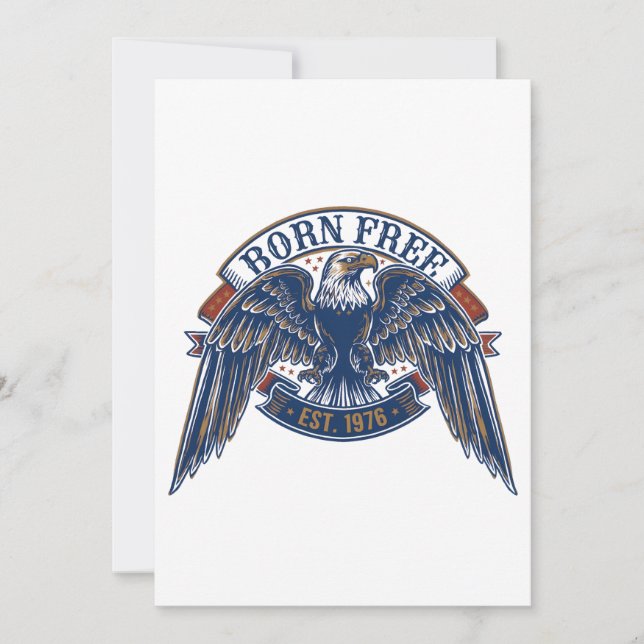 Örnemblem med Born Free-banner, majestätisk örn Inbjudningar (Framsida)