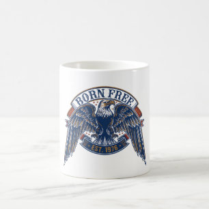 Örnemblem med Born Free-banner, majestätisk örn Kaffemugg