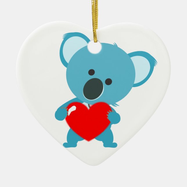 Ornement Coeur motif Koala et son coeur rouge Julgransprydnad Keramik (Framsidan)