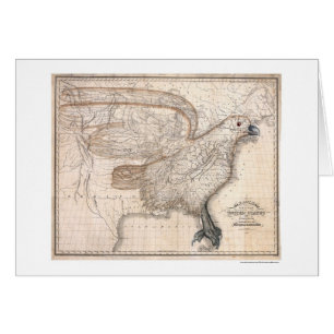 Örnen United States kartlägger 1832 Hälsningskort