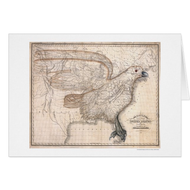 Örnen United States kartlägger 1832 Hälsningskort (Framsidan Horizontal)