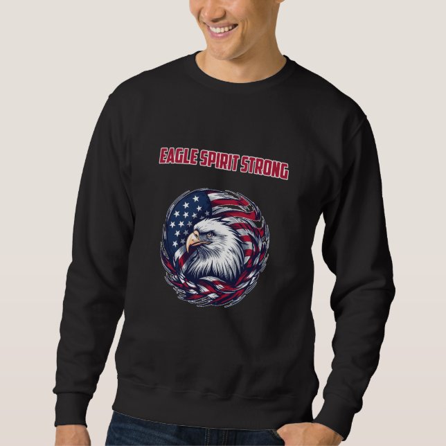 Örnens Ande Stark Amerikansk Patriotdesign Lång Ärmad Tröja (Framsida)