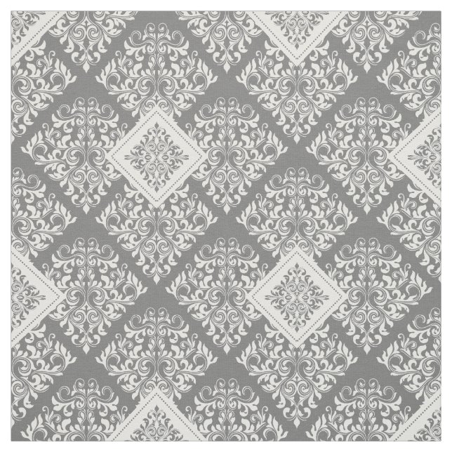 ornera baroque white grått Damask Fabric Tyg (Provkarta)