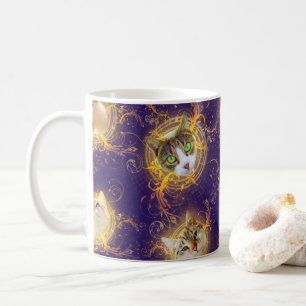 Ornera Blommigt Damask Cute Kattunge - Royal Lila Kaffemugg