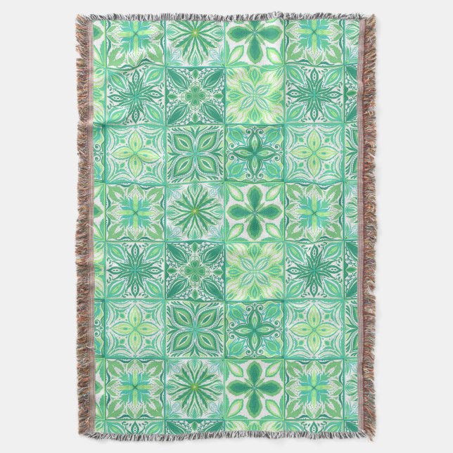 Ornera plattor i grönt och vitt filt (Framsidan Vertikal)