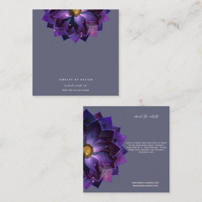 Örning av Visning, Mystical Lotus Mandala Crafters Fyrkantigt Visitkort (Fram/baksida)