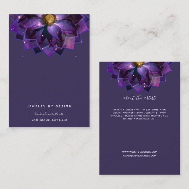 Örning av Visning, Mystical Lotus Mandala Crafters Visitkort (Fram/baksida)